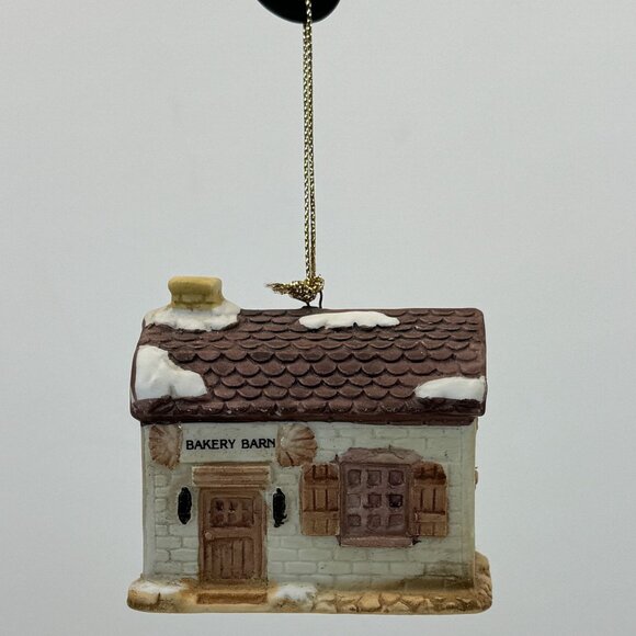 Vintage 1989 Brinn's Bakery Barn Porcelain Ornament Christmas Village 2.25" - Picture 2 of 10